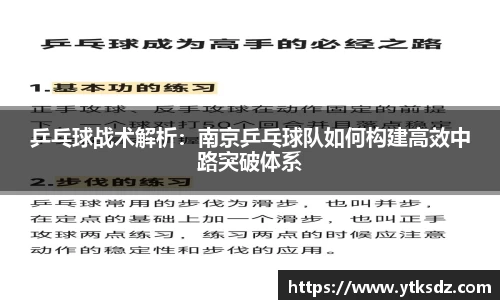 乒乓球战术解析：南京乒乓球队如何构建高效中路突破体系